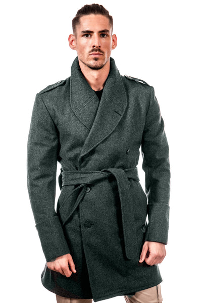 Redesigned Blue-Gray Wool Trenchcoat