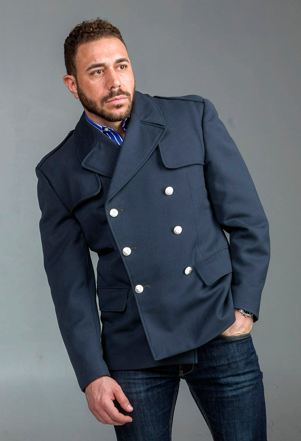 Mens Double Breasted Military Retro Trench Coat Long Woolen New Peacoat  Jackets