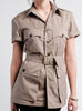 Khaki RAF Short Sleeve Safari Shirt w/ belt - Top Rank Vintage